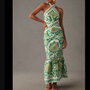 LACE The Label Halter Cutout Green Dress: Size Small